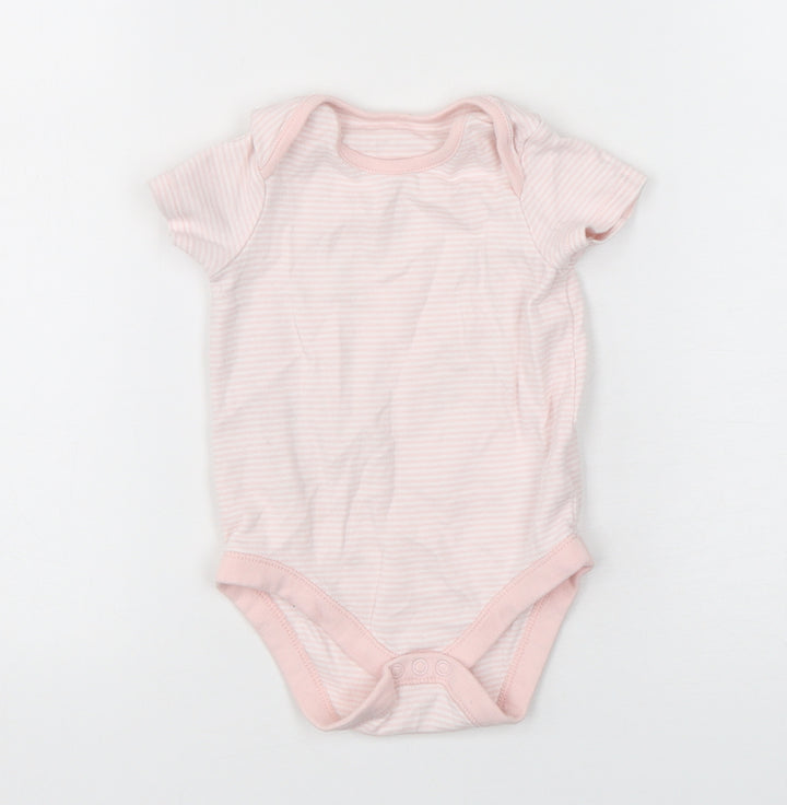 F&F Girls Pink Striped Cotton Leotard One-Piece Size 12-18 Months  Snap