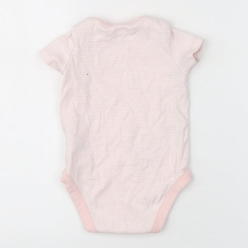 F&F Girls Pink Striped Cotton Leotard One-Piece Size 12-18 Months  Snap