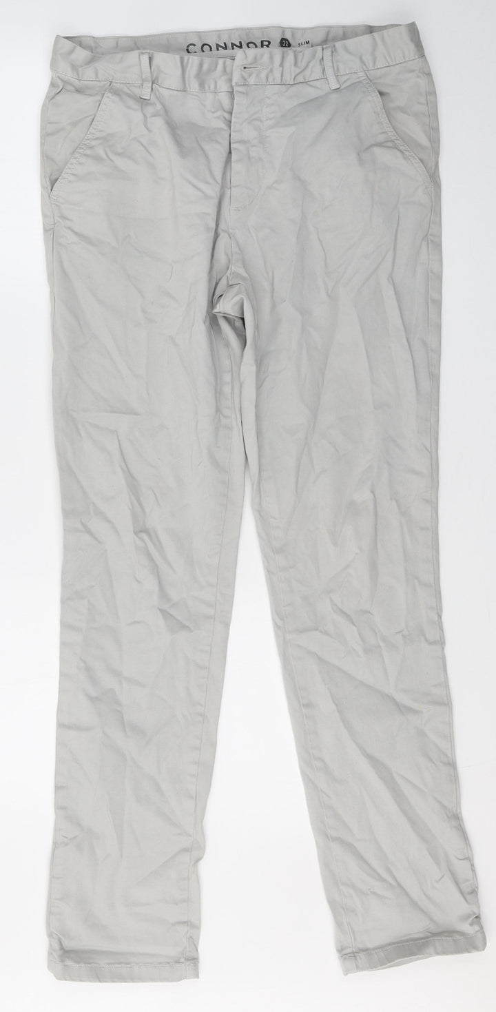 Connor Mens Grey Cotton Straight Jeans Size S L31 in Regular