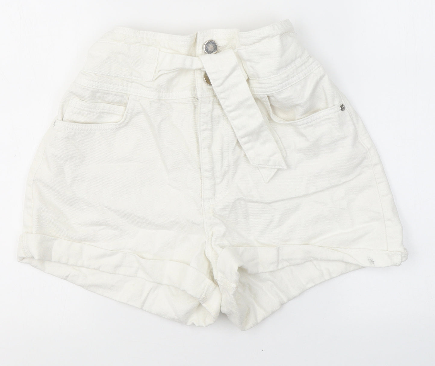 River Island Womens White  Cotton Hot Pants Shorts Size 8 L3 in Regular