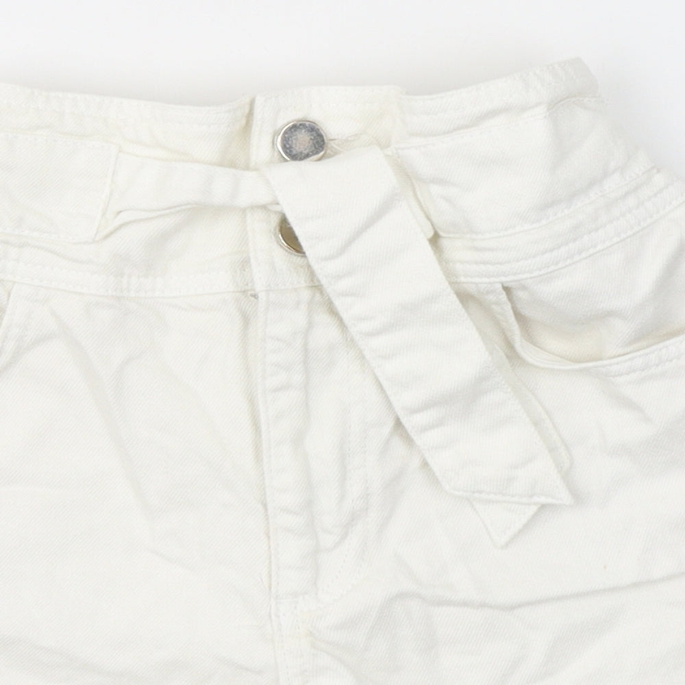 River Island Womens White  Cotton Hot Pants Shorts Size 8 L3 in Regular