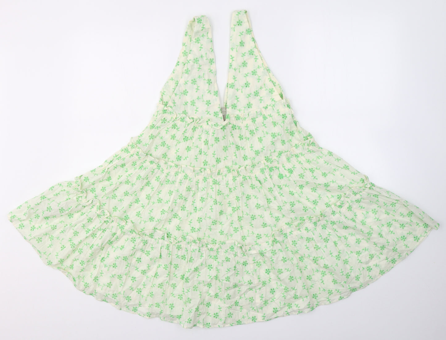 ASOS Womens Ivory Floral Cotton Fit & Flare  Size 4  V-Neck Button