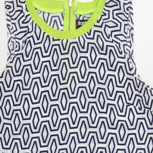 Rant&Rave Womens White Geometric Polyester Camisole Blouse Size 10 Round Neck