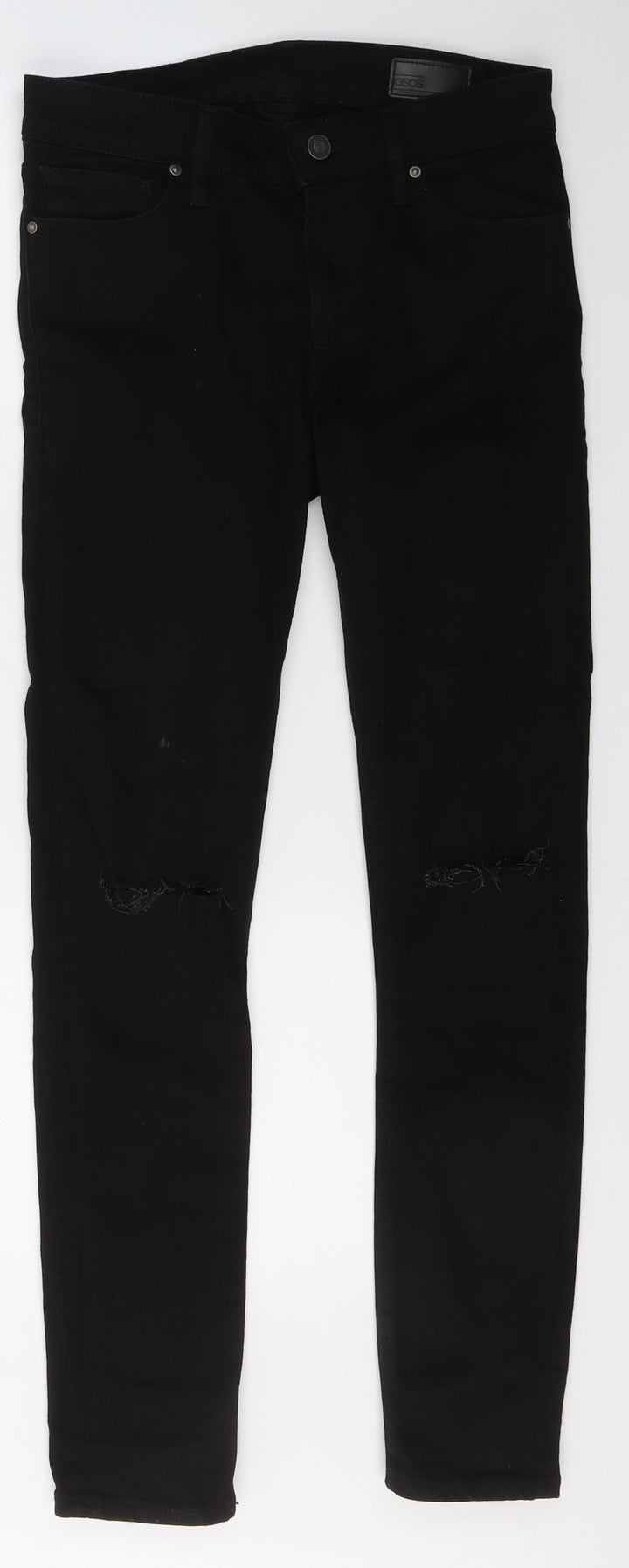 ASOS Womens Black Cotton Skinny Jeans Size 29 in L29 in Slim - ripped detail