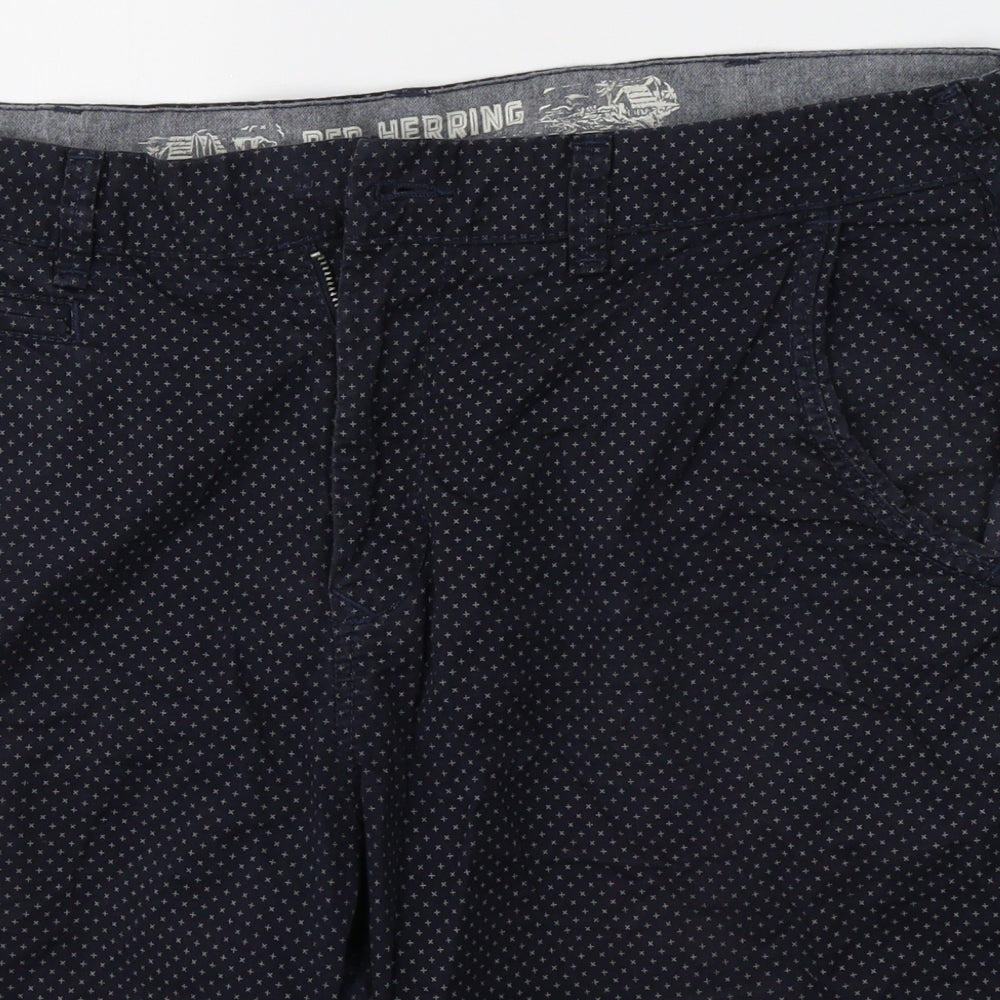 Red Herring Mens Blue Polka Dot Cotton Chino Shorts Size M L10 in Regular