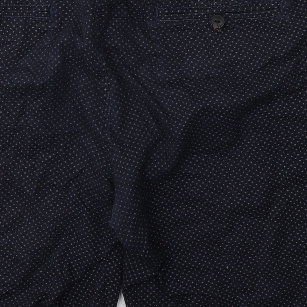 Red Herring Mens Blue Polka Dot Cotton Chino Shorts Size M L10 in Regular
