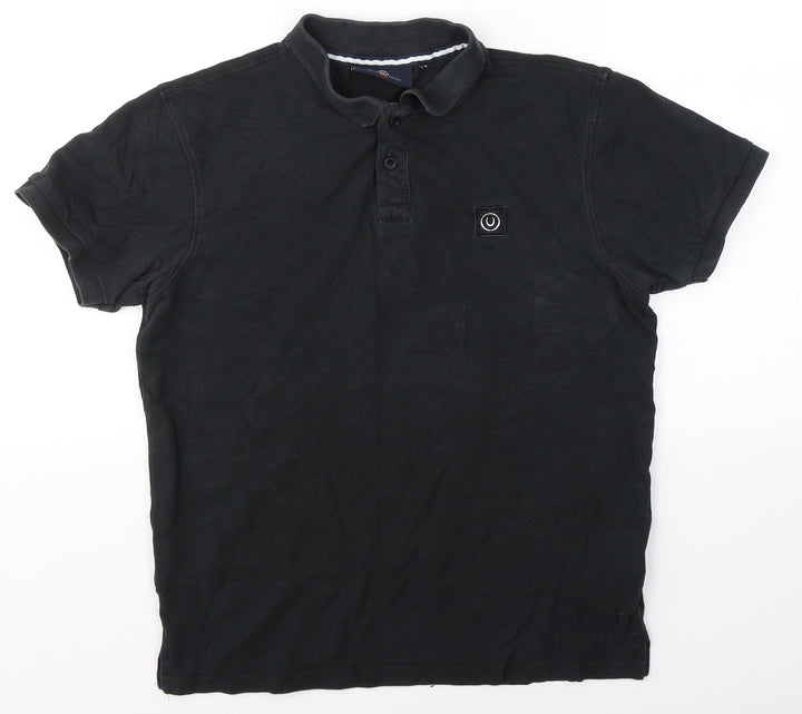 Duck and Cover Mens Black  Cotton  Polo Size S Collared