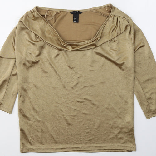 H&M Womens Gold  Polyester Basic Blouse Size S Scoop Neck