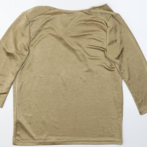 H&M Womens Gold  Polyester Basic Blouse Size S Scoop Neck