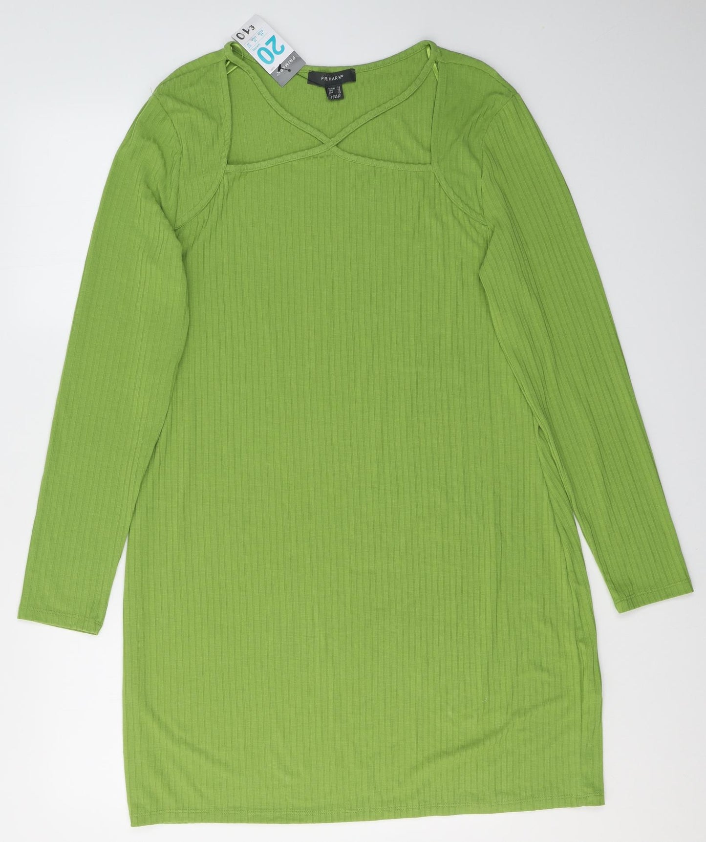 Primark Womens Green  Polyester Jumper Dress  Size 20  V-Neck