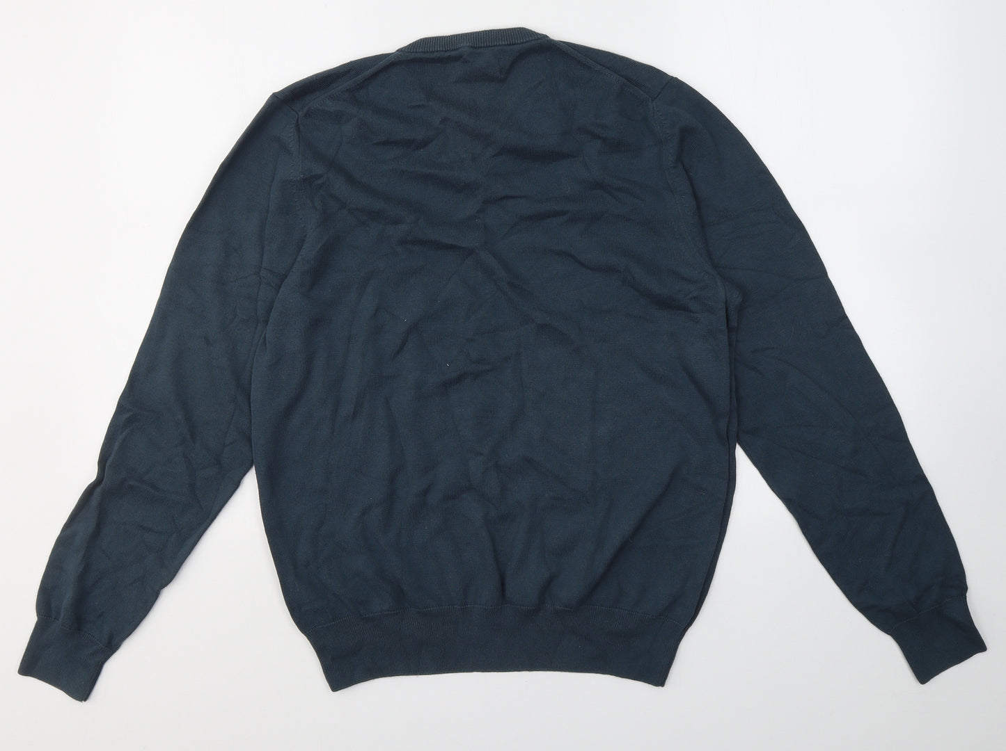 Marks and Spencer Mens Blue V-Neck  Cotton Pullover Jumper Size M