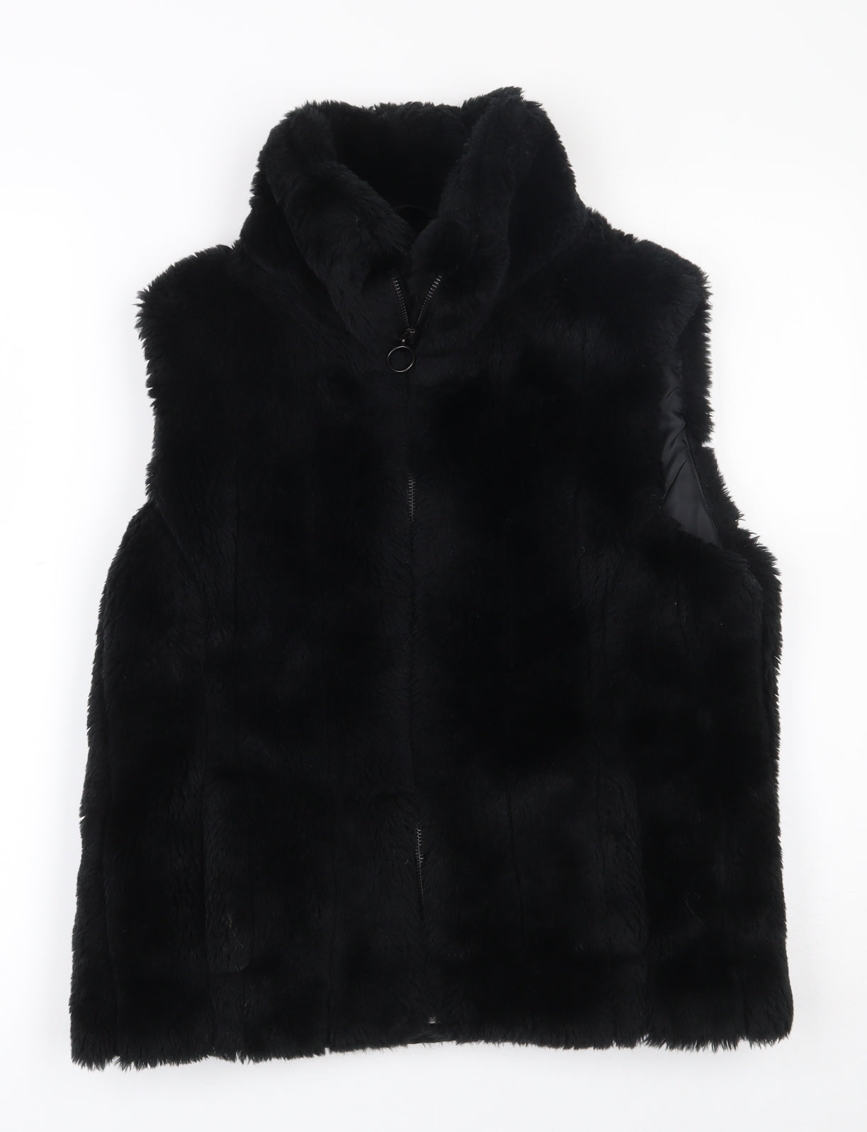 New Look  Womens Black   Gilet Waistcoat Size 12  Zip - faux fur gilet