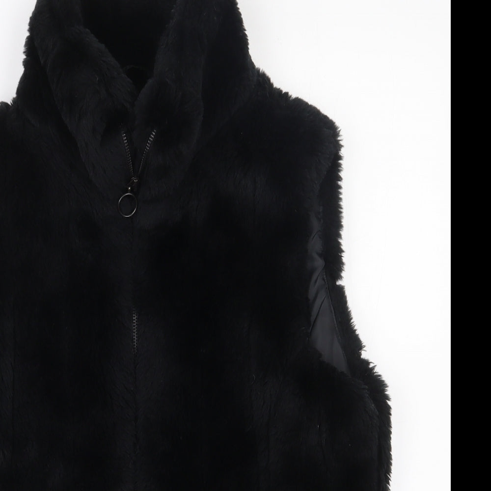 New Look  Womens Black   Gilet Waistcoat Size 12  Zip - faux fur gilet