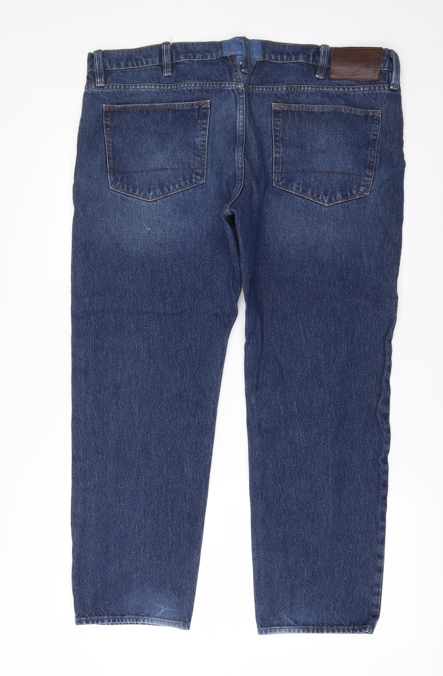 Marks and Spencer Mens Blue  Cotton Tapered Jeans Size 38 in L29 in Regular Zip