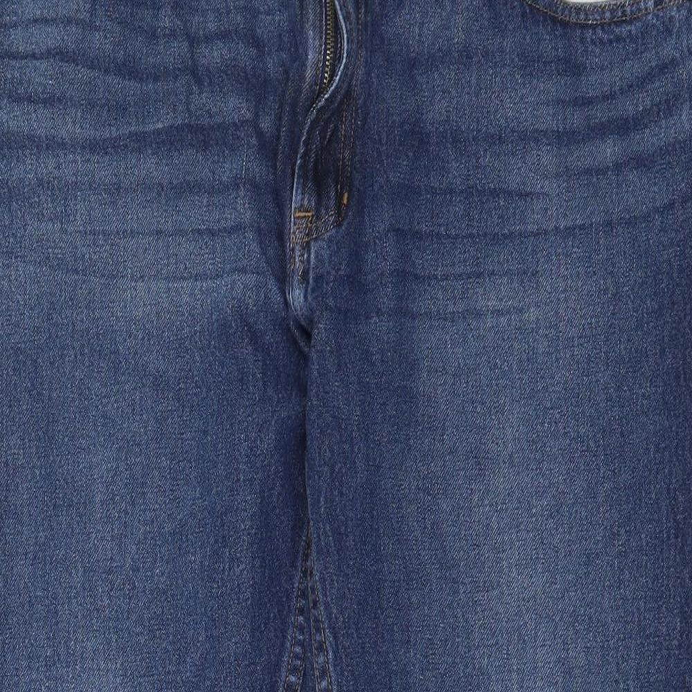 Marks and Spencer Mens Blue  Cotton Tapered Jeans Size 38 in L29 in Regular Zip