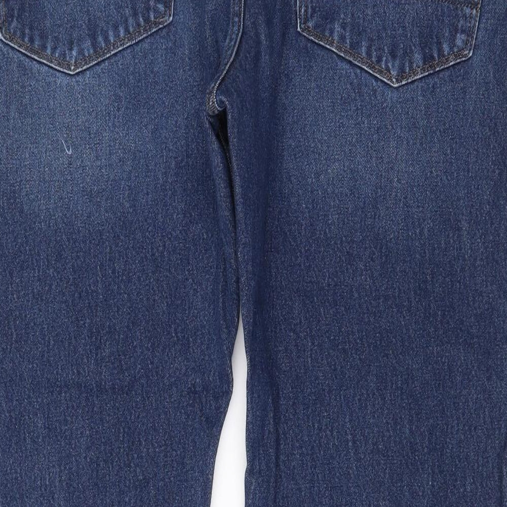 Marks and Spencer Mens Blue  Cotton Tapered Jeans Size 38 in L29 in Regular Zip