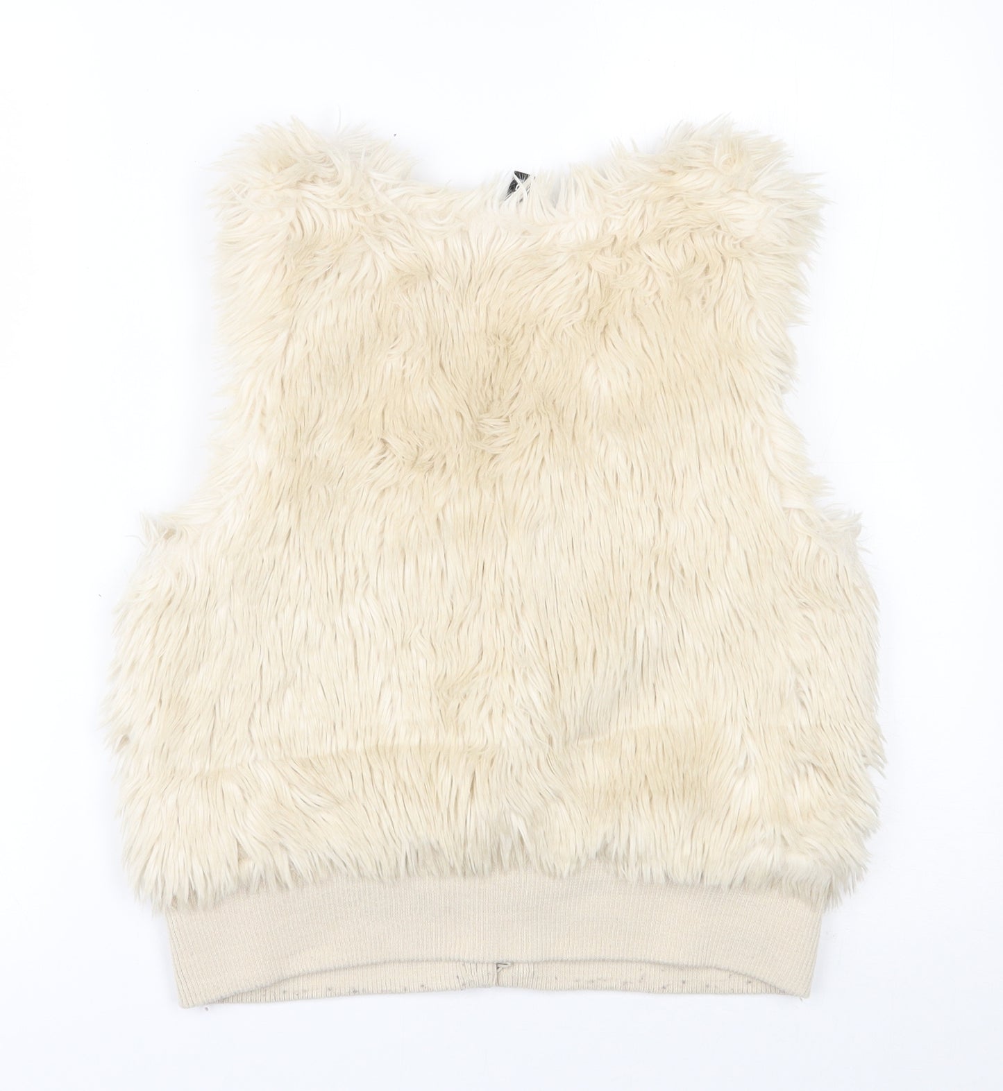 Abercrombie & Fitch Womens Ivory   Gilet Waistcoat Size 10  Hook & Eye - faux fur gilet