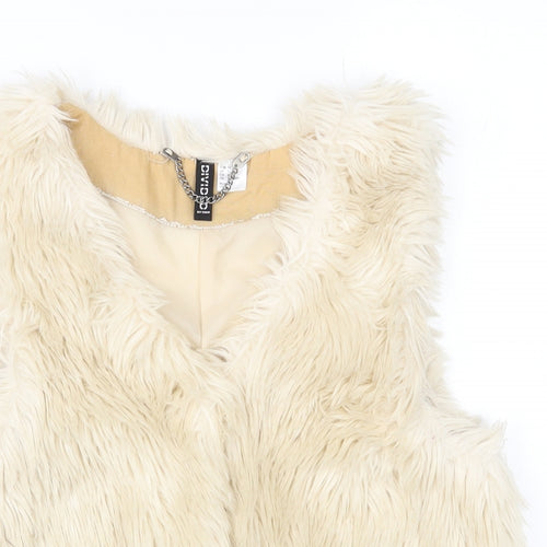 Abercrombie & Fitch Womens Ivory   Gilet Waistcoat Size 10  Hook & Eye - faux fur gilet