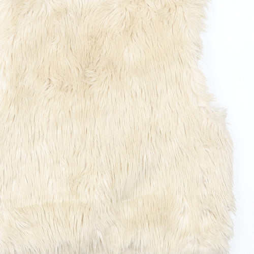 Abercrombie & Fitch Womens Ivory   Gilet Waistcoat Size 10  Hook & Eye - faux fur gilet
