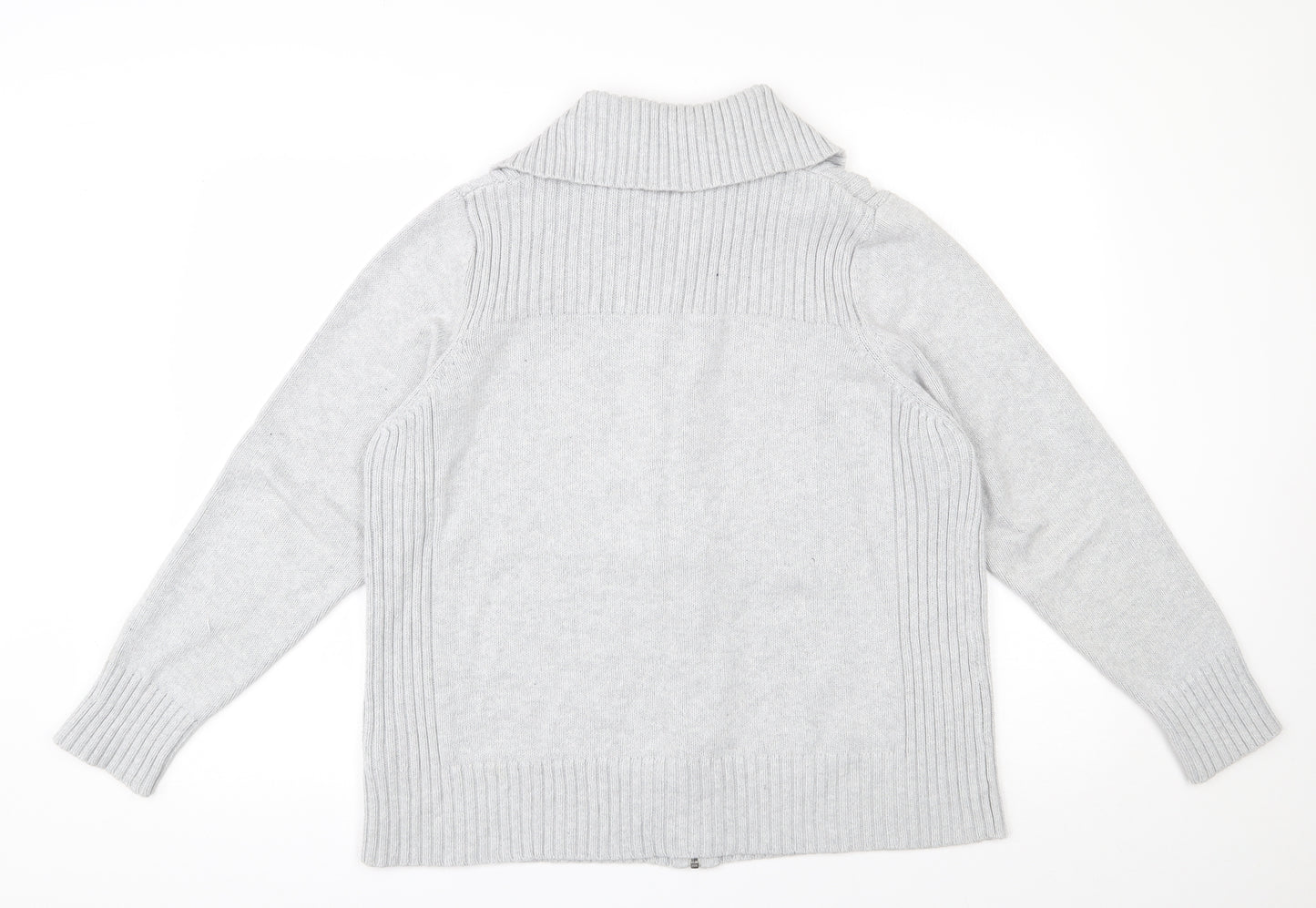 Marks and Spencer Womens Grey High Neck  Cotton Full Zip Jumper Size 20