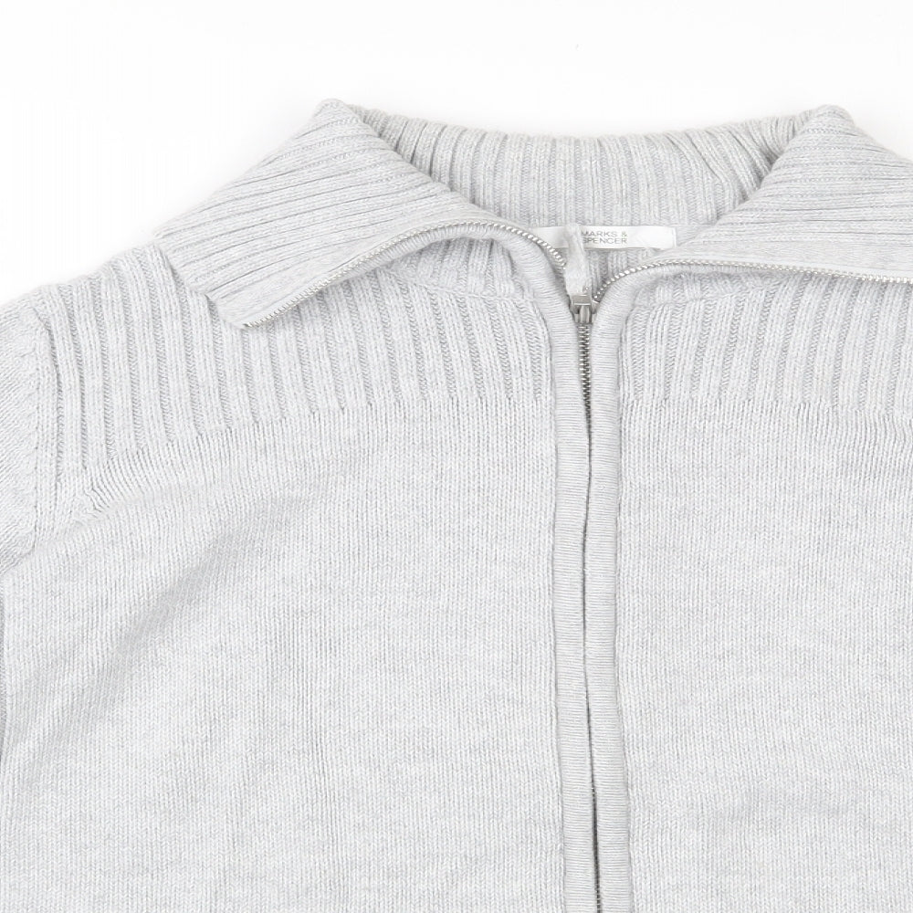 Marks and Spencer Womens Grey High Neck  Cotton Full Zip Jumper Size 20