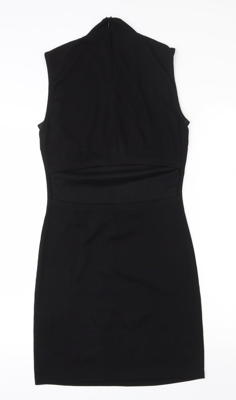 First and i Womens Black  Polyester Bodycon  Size M  Mock Neck Zip