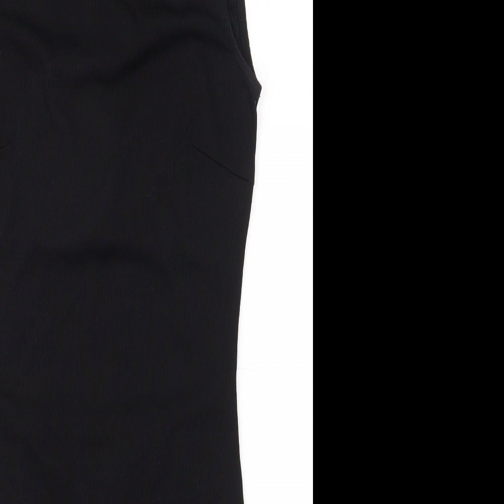 First and i Womens Black  Polyester Bodycon  Size M  Mock Neck Zip