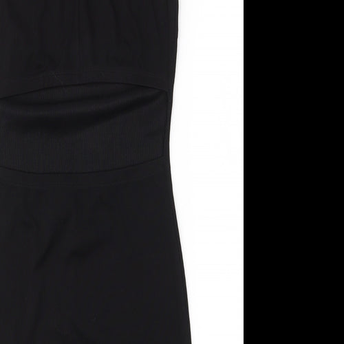 First and i Womens Black  Polyester Bodycon  Size M  Mock Neck Zip