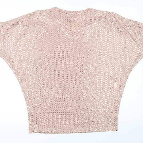 F&F Womens Pink  Polyester Jersey Blouse Size 8 V-Neck