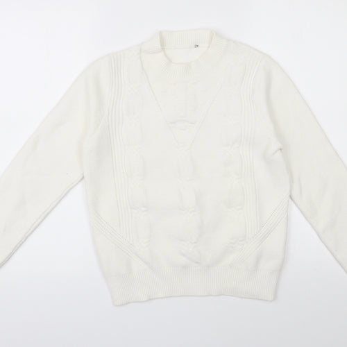 Oasis Womens Ivory Round Neck  Viscose Pullover Jumper Size M