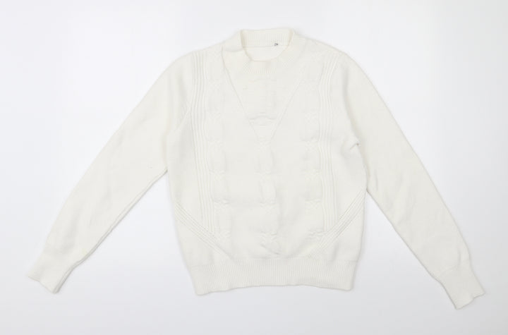 Oasis Womens Ivory Round Neck Viscose Pullover Jumper Size M