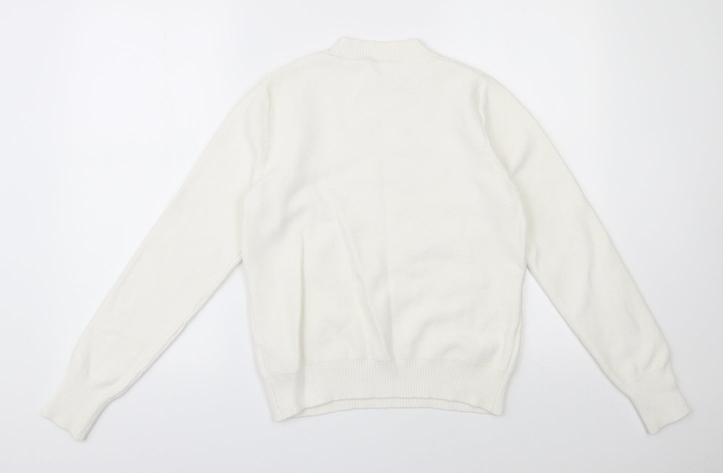 Oasis Womens Ivory Round Neck  Viscose Pullover Jumper Size M