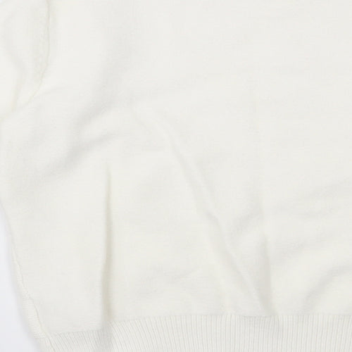 Oasis Womens Ivory Round Neck  Viscose Pullover Jumper Size M