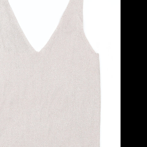 F&F Womens Beige V-Neck  Viscose Vest Jumper Size 16