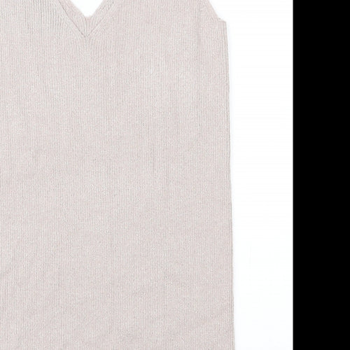 F&F Womens Beige V-Neck  Viscose Vest Jumper Size 16