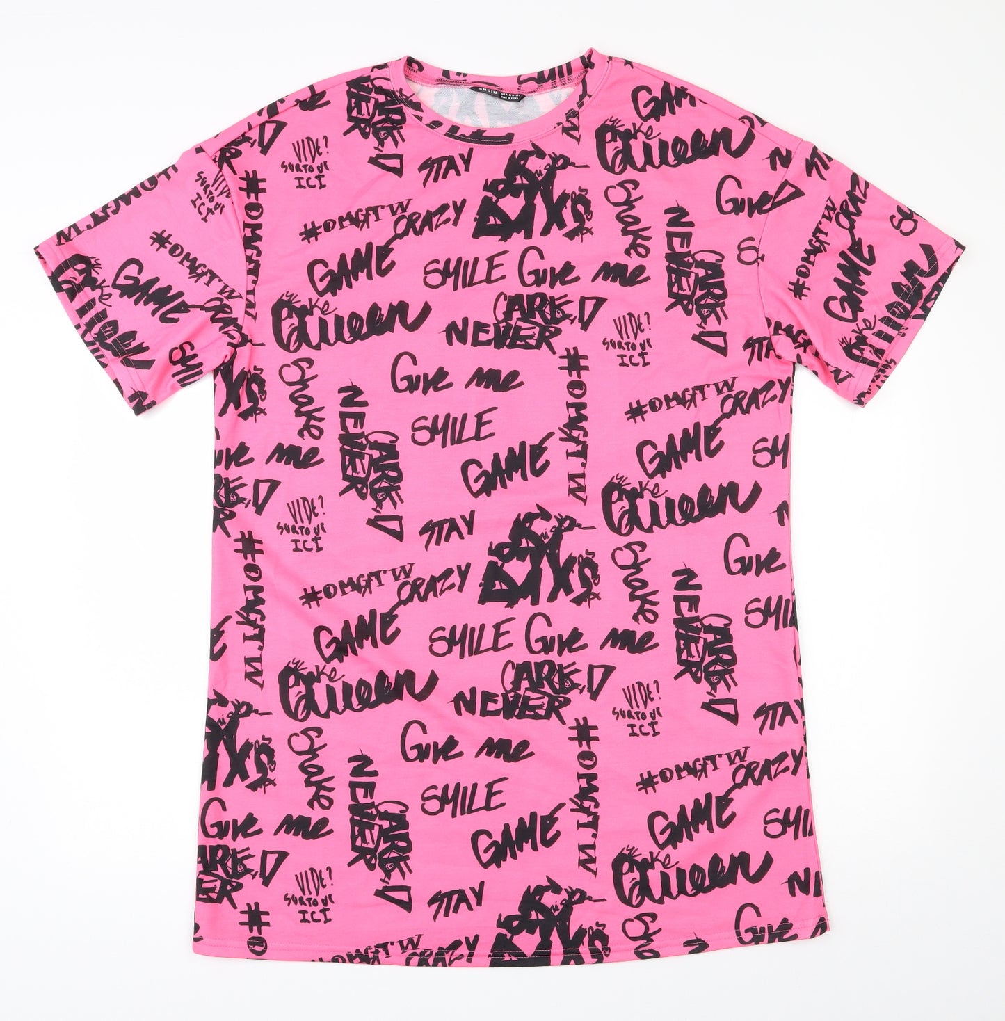 SheIn Womens Pink  Polyester T-Shirt Dress  Size M  Round Neck Pullover