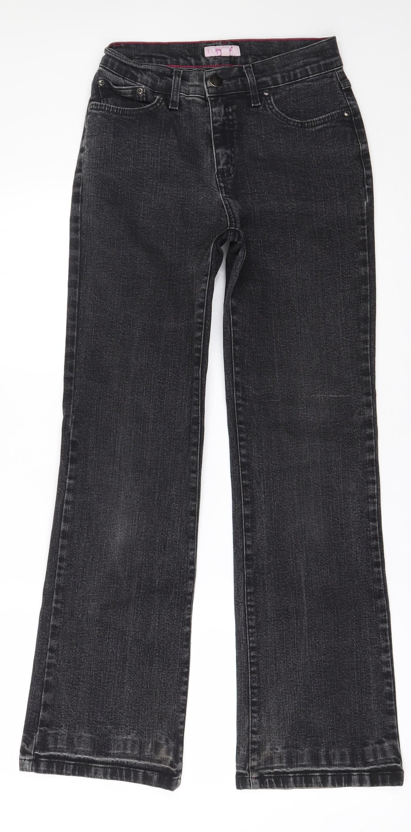 Per Una Womens Black  Cotton Bootcut Jeans Size 8 L29 in Regular Zip