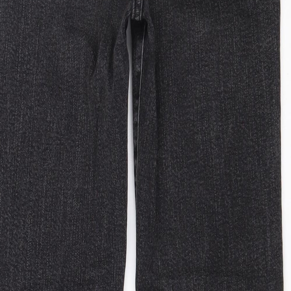 Per Una Womens Black  Cotton Bootcut Jeans Size 8 L29 in Regular Zip