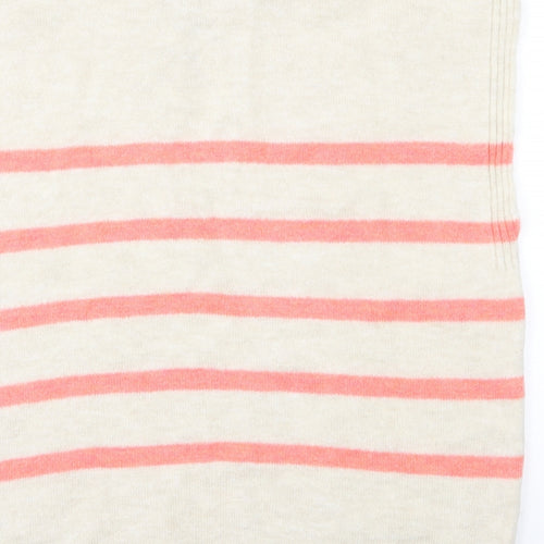TU Womens Beige V-Neck Striped Acrylic Vest Jumper Size 14