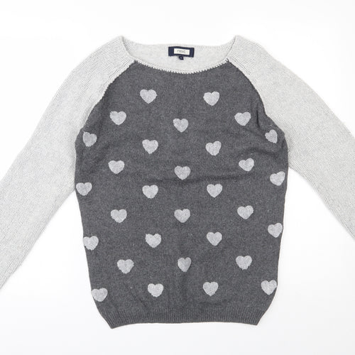 NEXT Womens Grey Boat Neck  Cotton Pullover Jumper Size 10