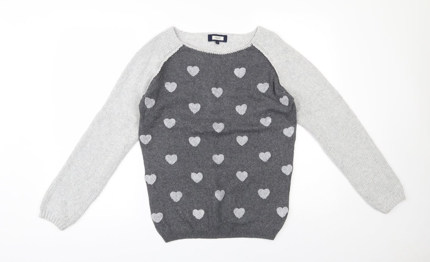 NEXT Womens Grey Boat Neck  Cotton Pullover Jumper Size 10