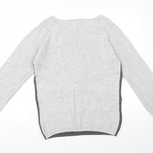 NEXT Womens Grey Boat Neck  Cotton Pullover Jumper Size 10