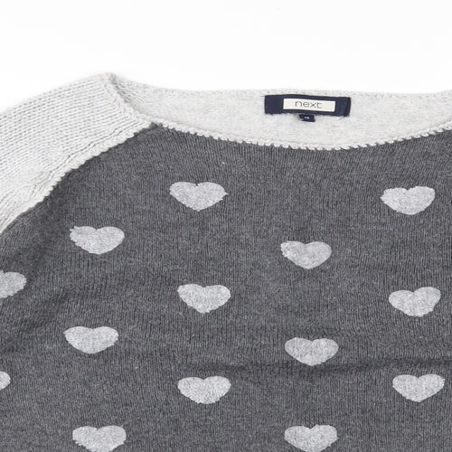 NEXT Womens Grey Boat Neck  Cotton Pullover Jumper Size 10