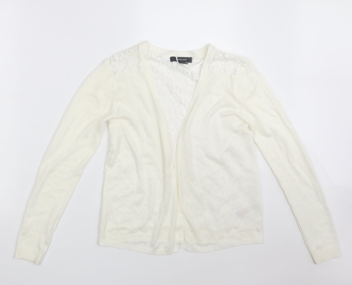 Primark Womens Ivory V-Neck Floral Cotton Cardigan Jumper Size 6   - Size 6-8