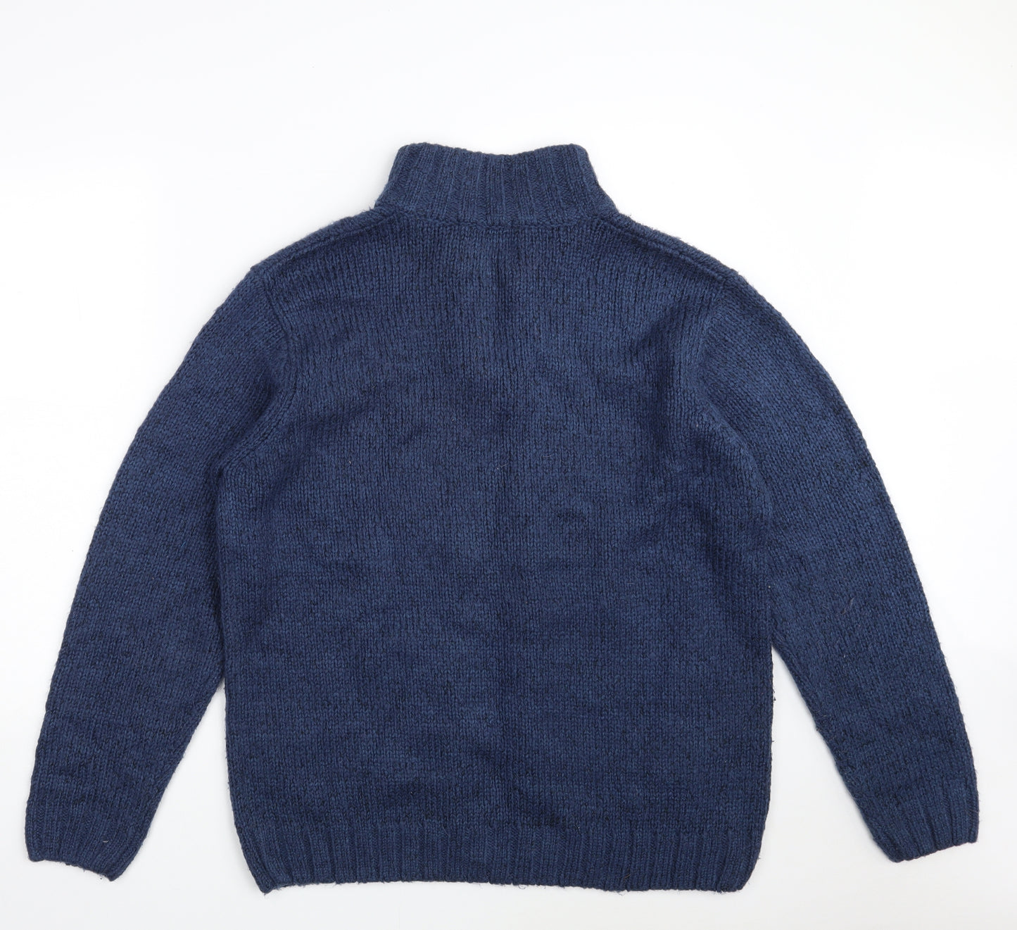 Easy Mens Blue Collared  Acrylic Pullover Jumper Size L