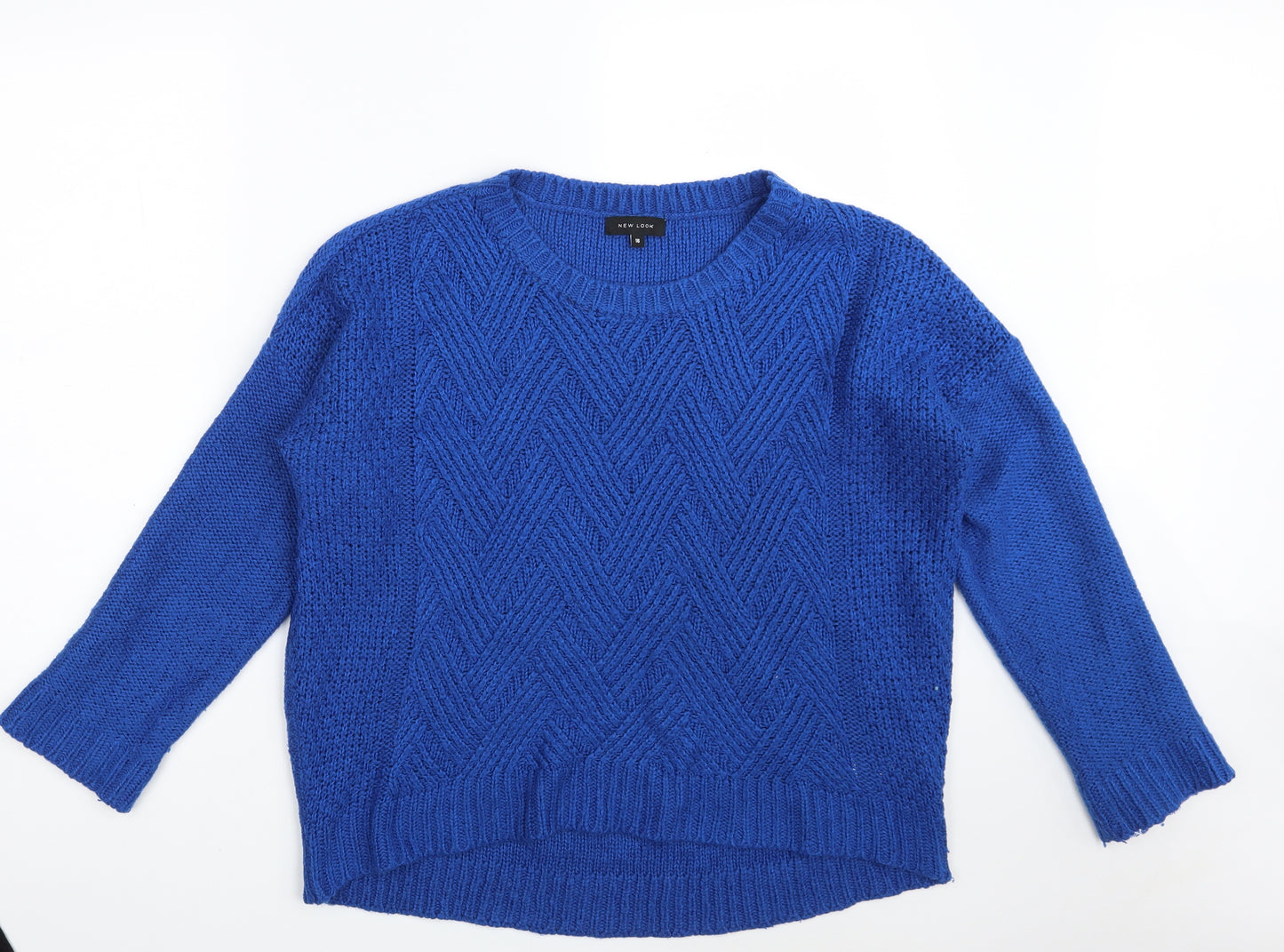 New Look Womens Blue Round Neck  Acrylic Pullover Jumper Size 16