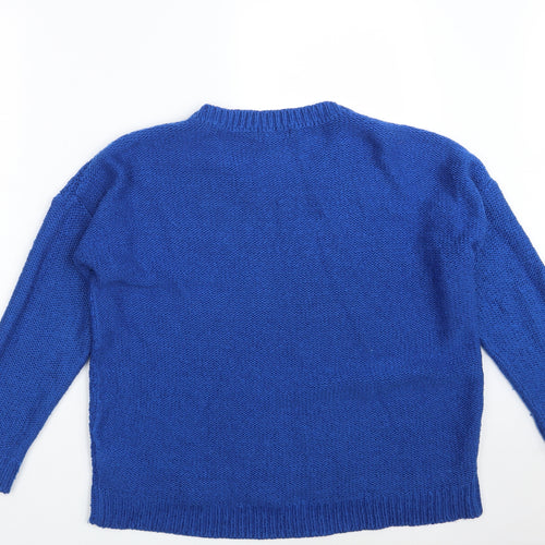 New Look Womens Blue Round Neck  Acrylic Pullover Jumper Size 16