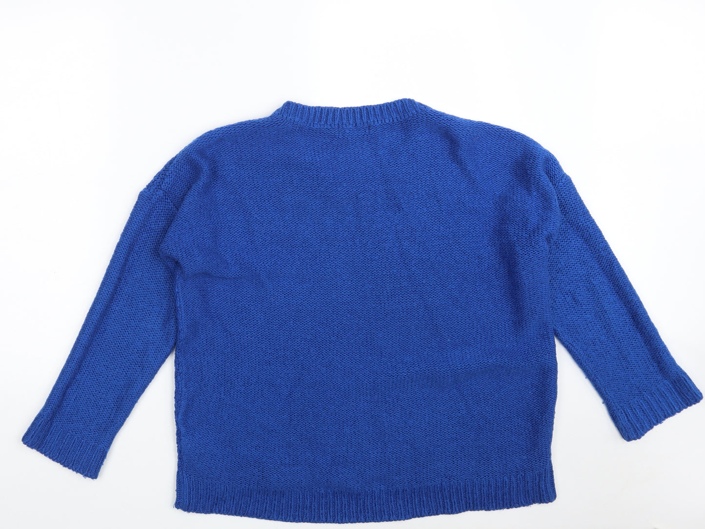 New Look Womens Blue Round Neck  Acrylic Pullover Jumper Size 16