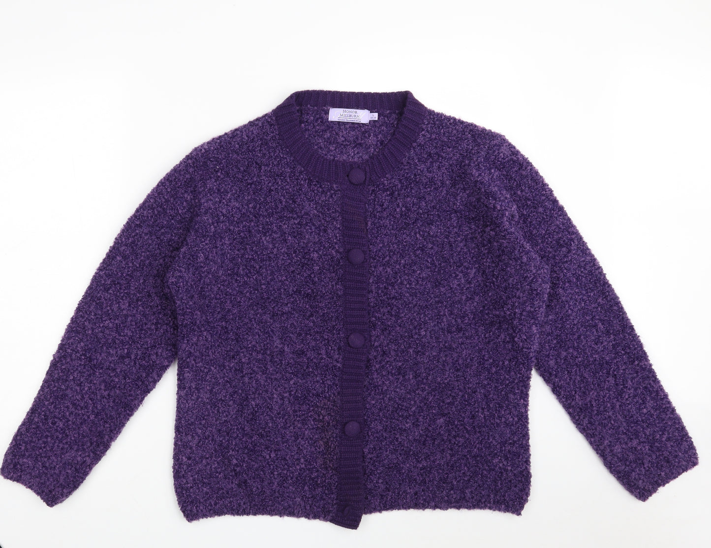 Honor Millburn Womens Purple Round Neck  Acrylic Cardigan Jumper Size 18