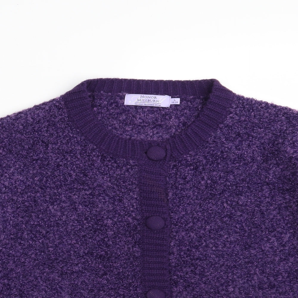 Honor Millburn Womens Purple Round Neck  Acrylic Cardigan Jumper Size 18